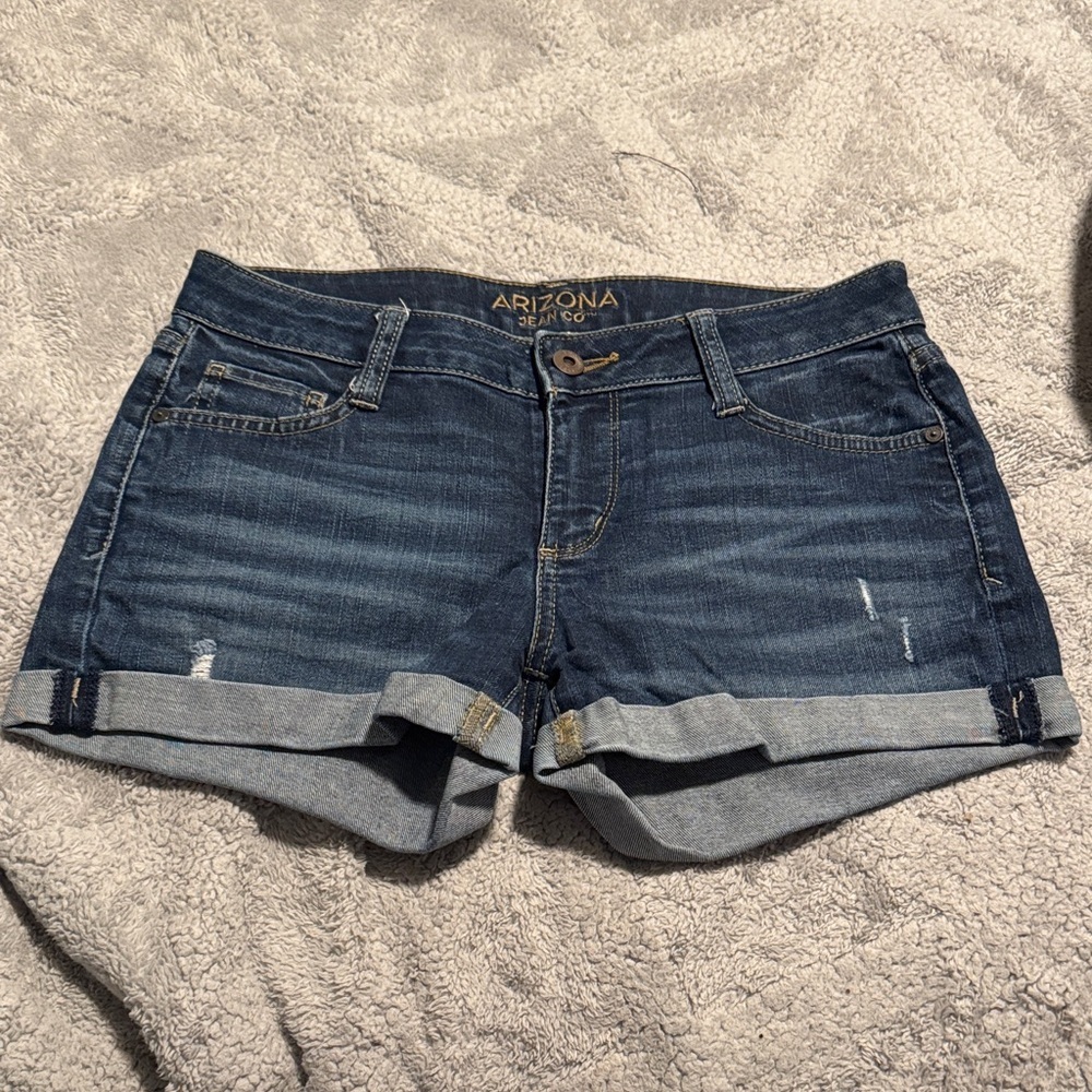 Arizona Jean Company Women's Dark Blue Cuffed Denim Shorts